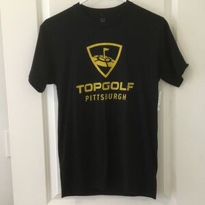 Mens Top Golf Pittsburgh Black and Gold T-Shirt NWT Sz XS